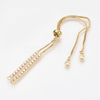 Adjustable Brass Micro Pave Cubic Zirconia Chain Bracelet Making ZIRC-T004-39G-1
