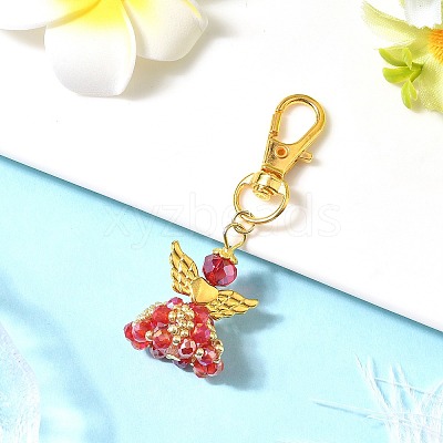 Angel Glass & Alloy Pendant Decorations HJEW-MZ00360-1