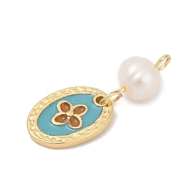 Natural Cultured Freshwater Pearl & Brass Pendants KK-U062-14G-01-1