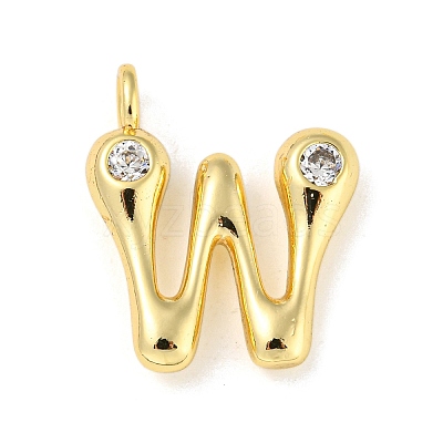 Rack Plating Brass Micro Pave Cubic Zirconia Pendants KK-A200-24G-W-1