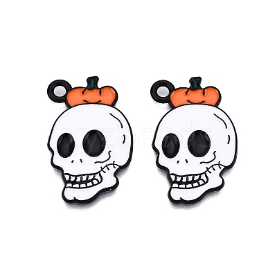 Halloween Theme Spray Painted Alloy Enamel Pendants ENAM-T020-09B-1
