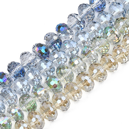 Electroplate Transparent Glass Beads Strands EGLA-N002-16-1