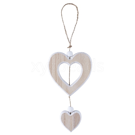 Valentine's Day Pine Wood Heart Pendant Decorations HULI-PW0002-091D-1