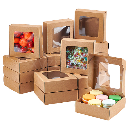 Kraft Paper Gift Box with Visible Window CON-WH0088-74B-1