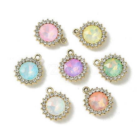 UV Plating Alloy with Mixed Color Glass Rhinestone Pendants FIND-B039-04G-1