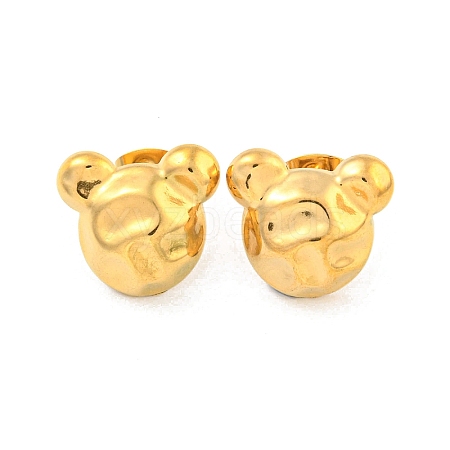 Bear 304 Stainless Steel Ear Studs EJEW-L290-018G-1