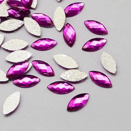 Transparent Faceted Horse Eye Acrylic Hotfix Rhinestone Flat Back Cabochons for Garment Design GACR-Q003-5x10mm-49-1