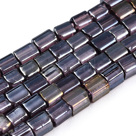 Transparent Electroplate Glass Bead Strands GLAA-N047-08-C02-1