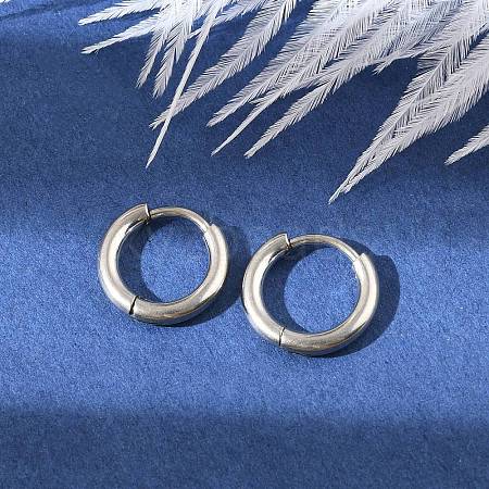 Tarnish Resistant 202 Stainless Steel Huggie Hoop Earrings EJEW-F111A-13mm-P-1