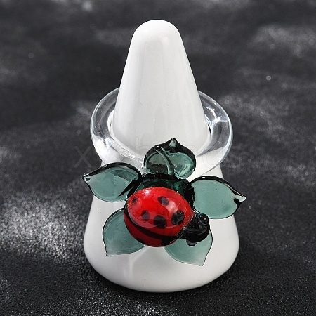 Rotatable Handmade Lampwork Rings RJEW-P158-02B-1