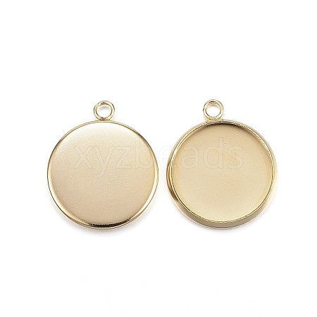 Ion Plating(IP) 304 Stainless Steel Pendant Cabochon Settings X1-STAS-G127-13-14mm-G-1
