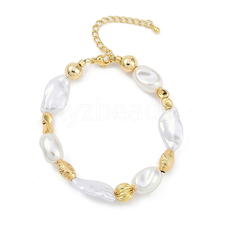 Rack Plating Brass Beaded Bracelets BJEW-P341-08A-G-1