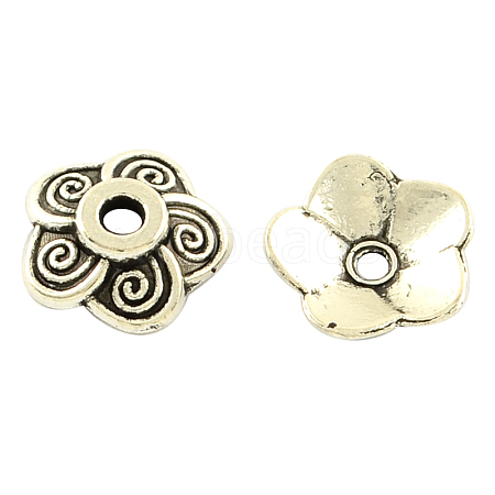 Tibetan Style Alloy Flower Bead Caps TIBE-5221-AS-LF-1