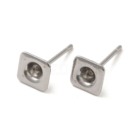 Square 201 Stainless Steel Stud Earring Findings STAS-Q315-05P-1