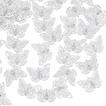 80Pcs Iron Hollow Butterfly Pendants IFIN-NB0001-68-1