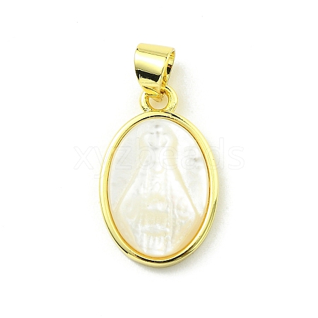 Rack Plating Brass Pave Natural Shell Pendants KK-A204-01A-02G-1