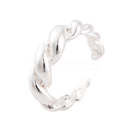 925 Sterling Silver Twist Cuff Open Rings for Women Men RJEW-P105-02S-1