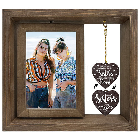 Double Sided Wooden Rotating Photo Frames with DIY Word Heart Charm DJEW-WH0076-004-1