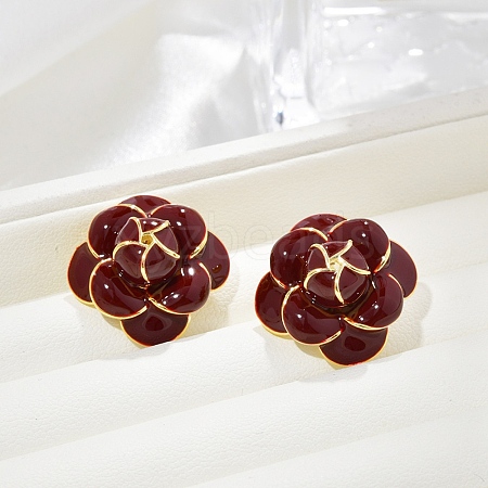 Brass Flower Stud Earrings EJEW-A121-20G-1