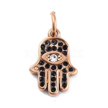 Ion Plating(IP) 304 Stainless Steel Embedded Rhinestone Pendants STAS-I190-25RG-1