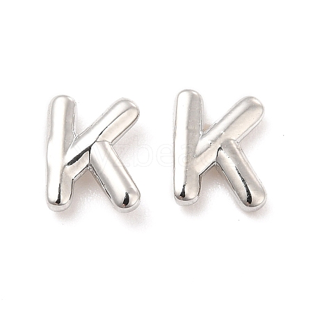 Brass Hollow Out Initial Letter Stud Earrings for Women EJEW-A044-01P-K-1