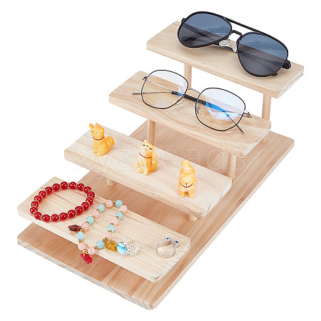 4-Tier Pine Wood Eyeglass Display Risers ODIS-WH0025-101-1