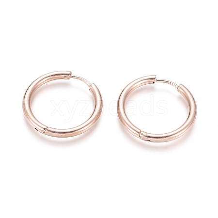 Ion Plating(IP) 304 Stainless Steel Huggie Hoop Earrings EJEW-F111B-23mm-RG-1