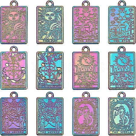 CHGCRAFT 12Pcs 6 Style Rack Plating Rainbow Color Alloy Pendants FIND-CA0004-52-1