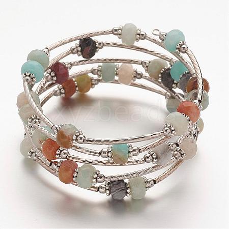 Natural Amazonite Wrap Bracelets BJEW-JB02650-04-1