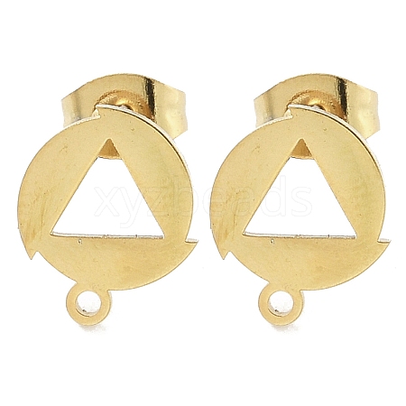 Round with Hollow Triangle Ion Plating(IP) 304 Stainless Steel Stud Earring Findings STAS-I206-108G-1