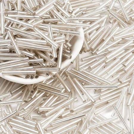 Silver Lined Transparent Glass Bugle Beads SEED-R028-2x20-B02-1