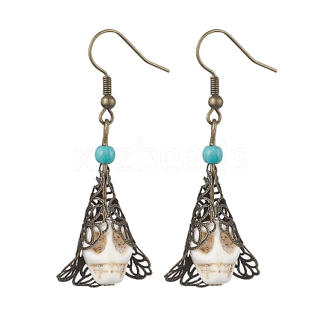 Synthetic Turquoise Dangle Earrings EJEW-JE05793-1