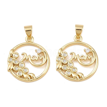 Mother's Day Brass Cubic Zirconia Pendants KK-L251-07G-02-1