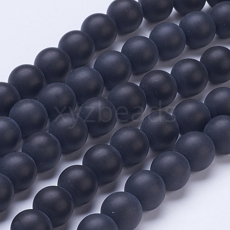 Frosted Glass Beads Strands G-D855-03-10mm-1