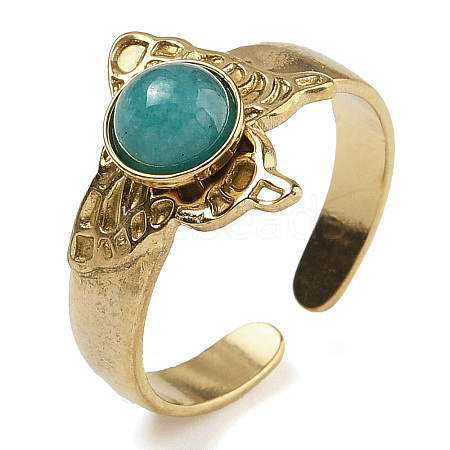 Natural Amazonite Finger Rings RJEW-U027-05G-06-1