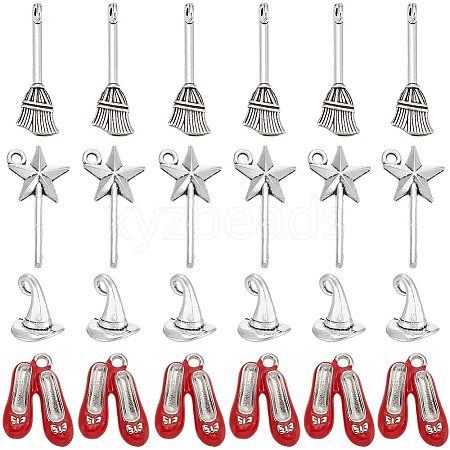 80Pcs 4 Styles Magic Girl Theme Alloy Pendants TIBEP-SC0003-66-1
