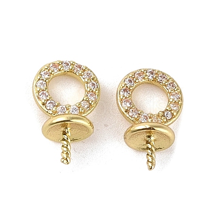 Brass with Cubic Zirconia Peg Bails KK-B087-13B-G-1