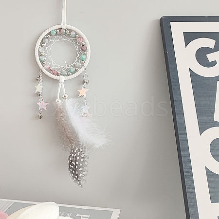 Cotton Woven Net/Web with Feather Hanging Decorations PW-WG9797B-02-1