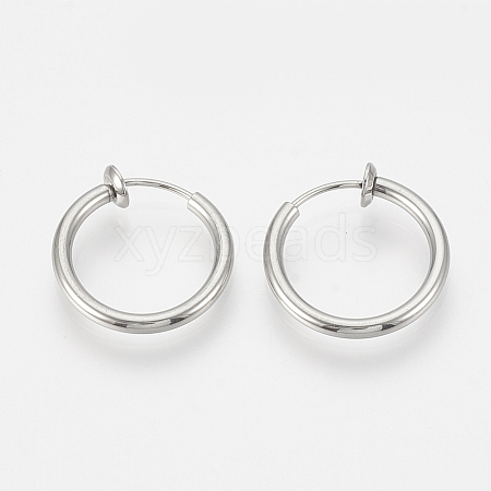 Tarnish Resistant 201 Stainless Steel Retractable Clip-on Hoop Earrings LS-STAS-S100-01-1