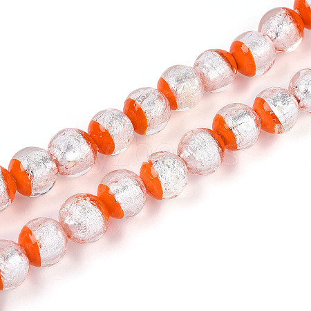 Luminous Handmade Lampwork Silver Foil Beads Strand FOIL-N029-03D-1