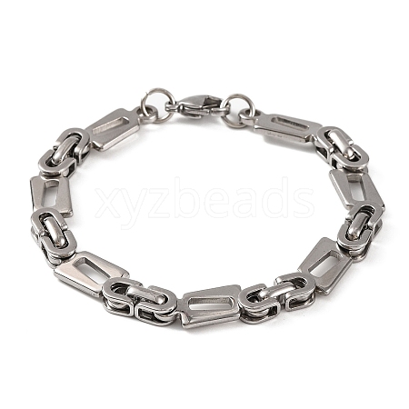 Tarnish Resistant 304 Stainless Steel Byzantine Chain Bracelets BJEW-B078-99P-1