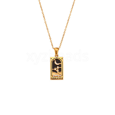 Rhinestone Tarot Card Pendant Necklace with Enamel PW23032742555-1