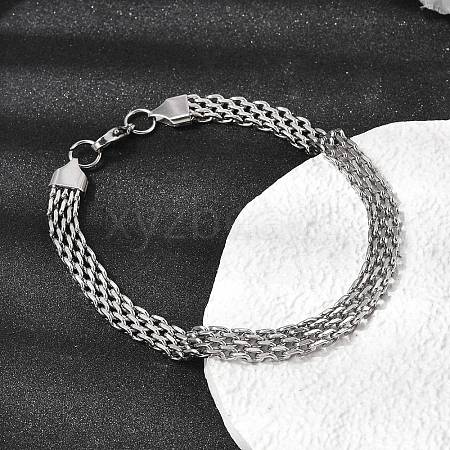 201 Stainless Steel Link Chain Bracelets for Women Men STAS-T077-20P-01-1