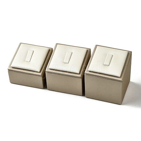 3Pcs 3 Sizes Imitation Leather Jewelry Ring Display Stands ODIS-K005-06-1