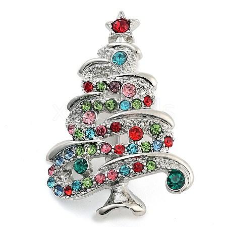 Christmas Theme Alloy Colorful Rhinestone Brooches JEWB-S022-02B-P-1