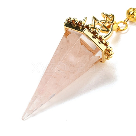 Natural Rose Quartz Chip & Resin Dowsing Pendulum Big Pendants G-H293-02G-13-1