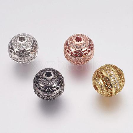 Brass Micro Pave Cubic Zirconia Beads ZIRC-G087-21-1