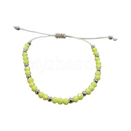 Glass & Brass Round Beads Braided Bead Bracelets RD6595-15-1