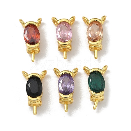 Brass Pave Single Cubic Zirconia Peg Bails Pin Charms KK-D226-01G-1