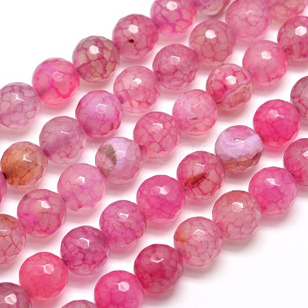 Dyed Natural Agate Faceted Round Beads Strands G-E268-02-1